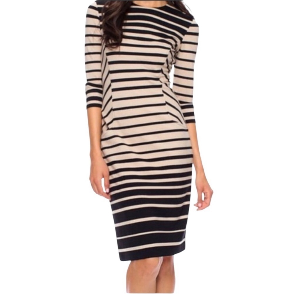J.McLaughlin Beige Stripe Midi Dress